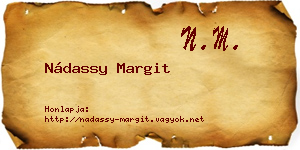 Nádassy Margit névjegykártya